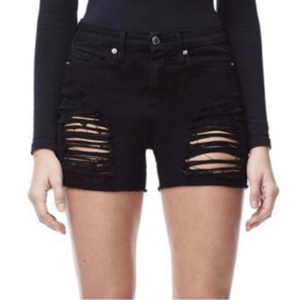 Good American black destroyed cut offs shorts